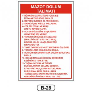 Mazot Dolum Talimatı Levhası